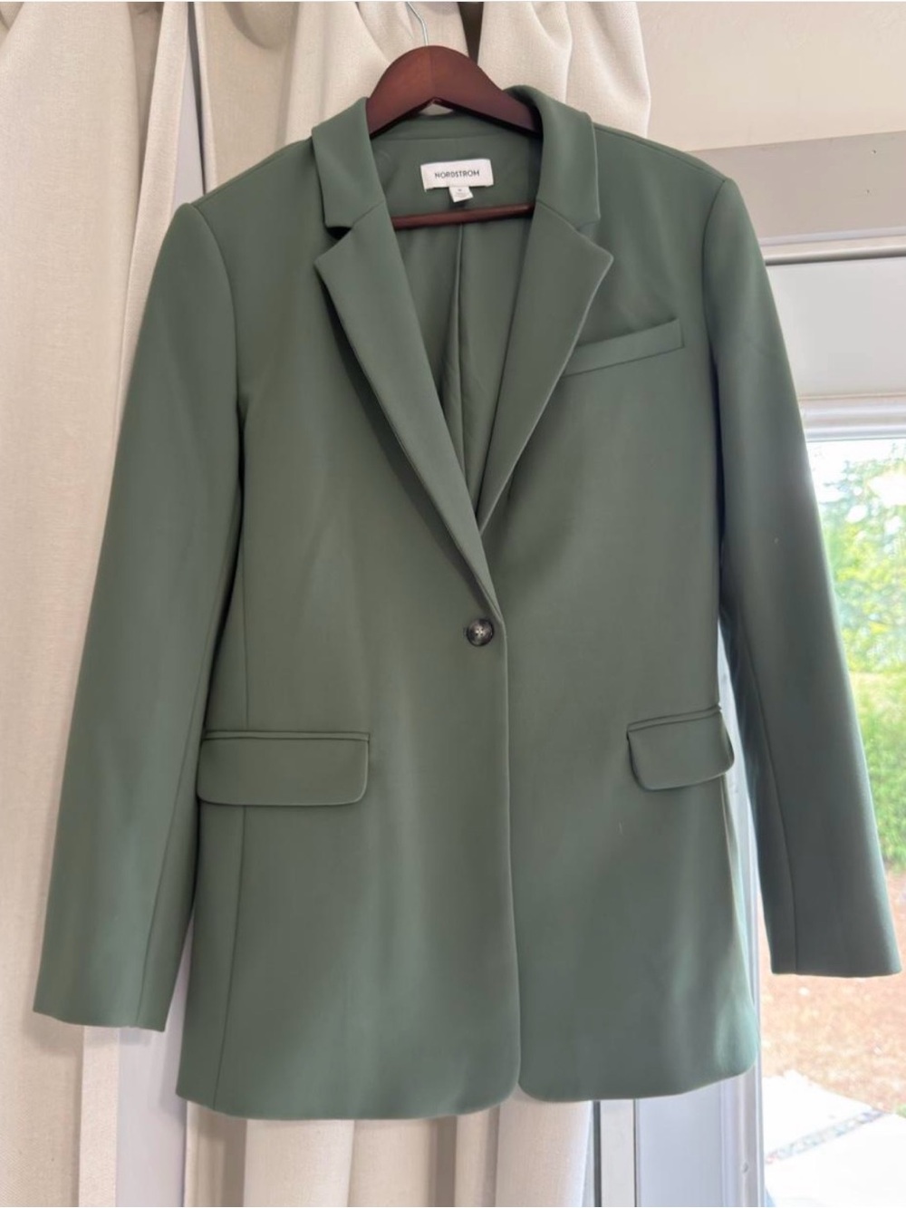 Nordstrom Olive Green Single-Button Blazer